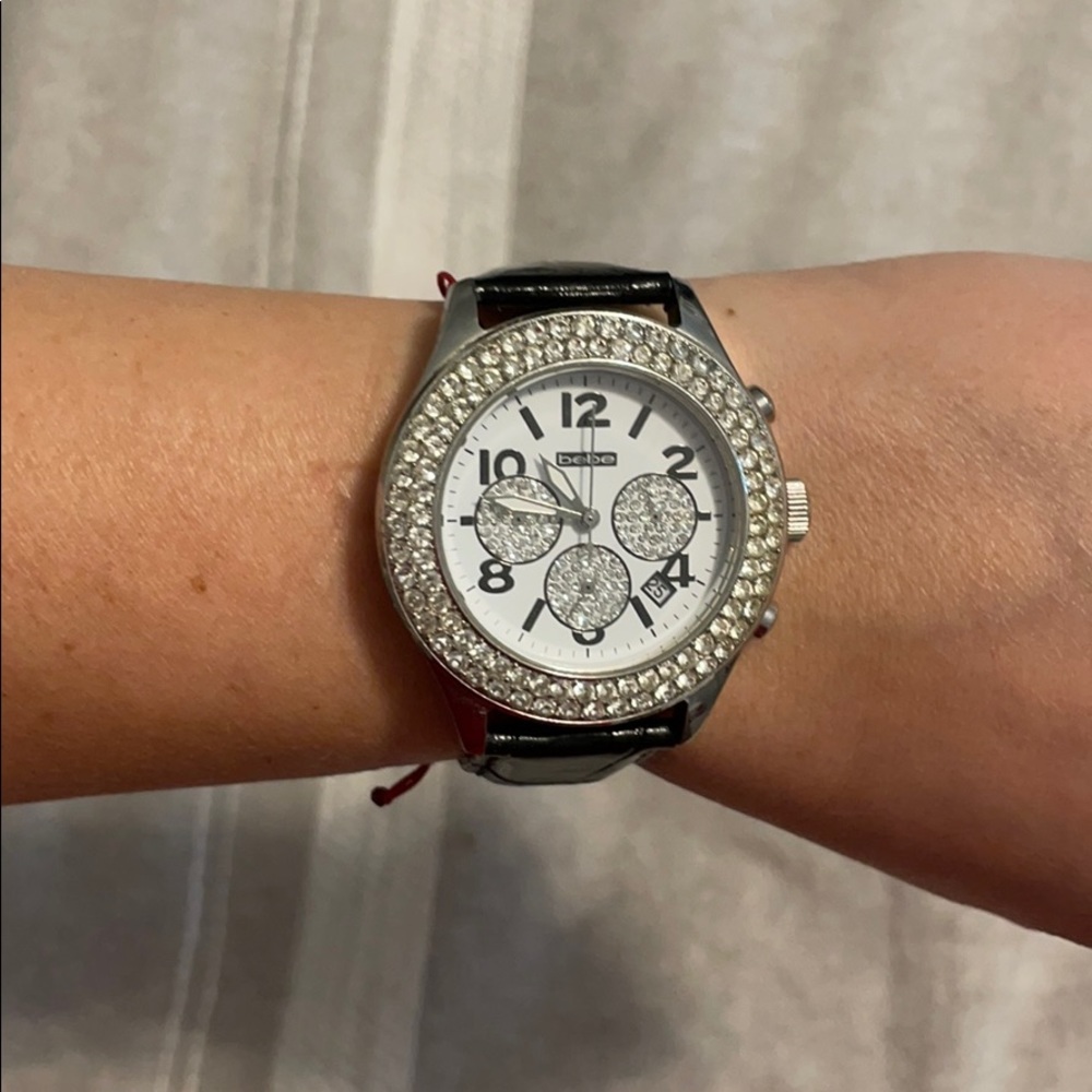 bebe Crystal Embellished Watch